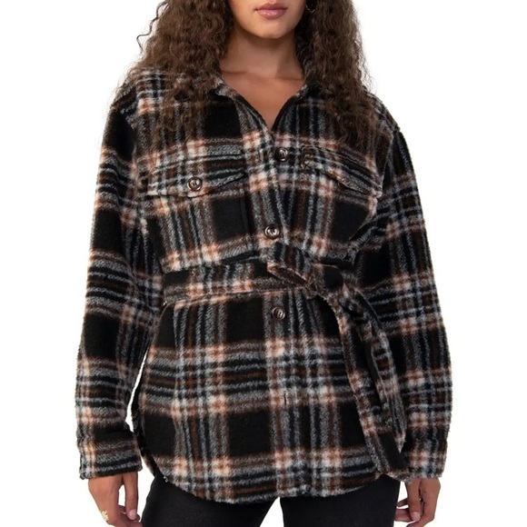 NEW SANCTUARY shay shacket in essex plaid  jacket, coat size XXL - Picture 4 of 11